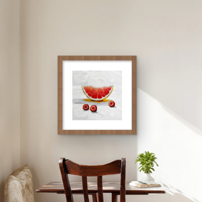 Grapefruit Slice - Kitchen Food Matted Print for Home Decor