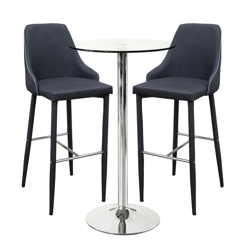 Spacek 2 - Person Dining Set, Charcoal, H105 x L60 x W60cm