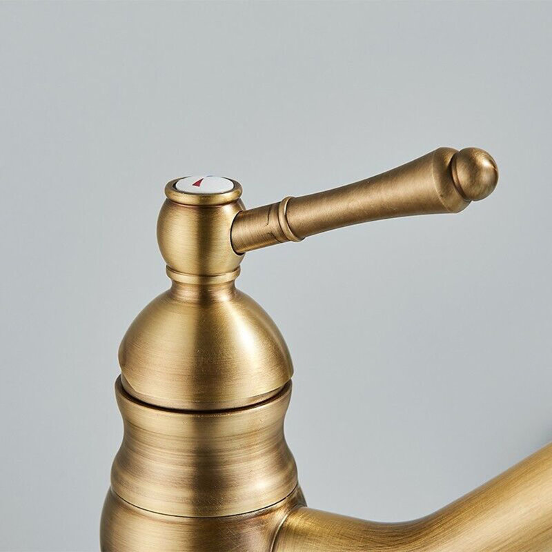 Antique Brass Mono Bathroom Basin Sink Mixer Taps 360° Swivel Spout Single Level