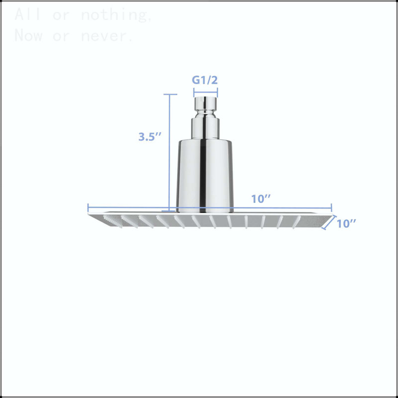 Pomme de douche à pluie carrée 10 po, pomme de douche au plafond en acier inoxydable 304 de conception ultra-mince, fixation murale / au plafond, chrome