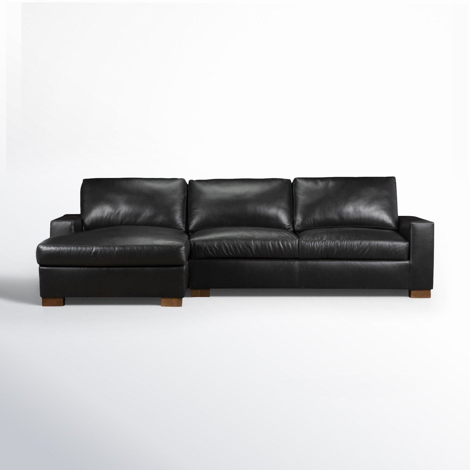 Jonie Genuine Leather 2-Piece Chaise Sectional, Revelation Midnight Genuine Leather, Left Hand Facing