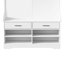 104cm Hall Tree With Storage Bench And Mirror, Entryway Coat Rack With 4 Hooks, Drawers & Shoe Storage, White