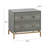 2 Drawer Nightstand in Gray/Brass