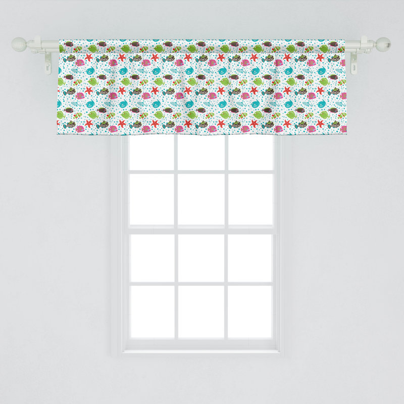 Ambesonne Underwater Valance Pack of 2 Colourful Fish Bubbles  Multicolor, 54" W x 12" L