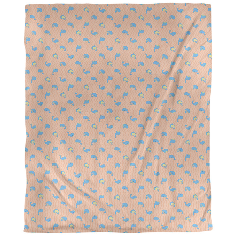 Tissu baleines, Orange / Bleu, L 60 po x l 36 po, Polyester filé