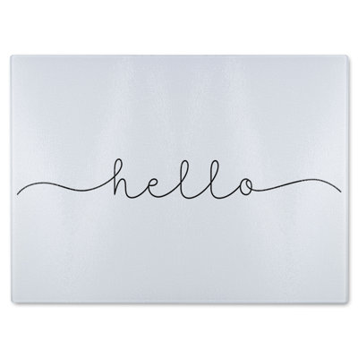 Text Hello Designer Glass Chopping Board