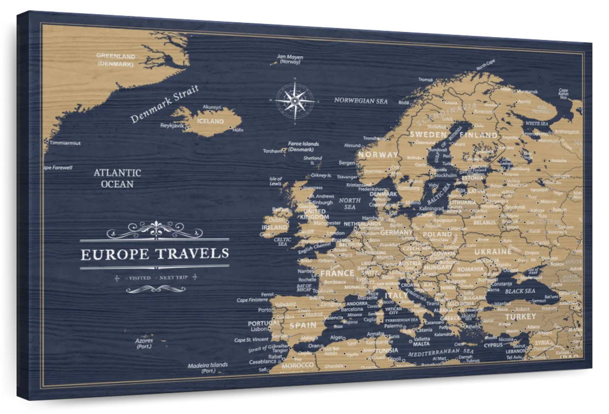 Breakwater Bay Navy Wood Europe Push Pin Continent Map - Wayfair Canada