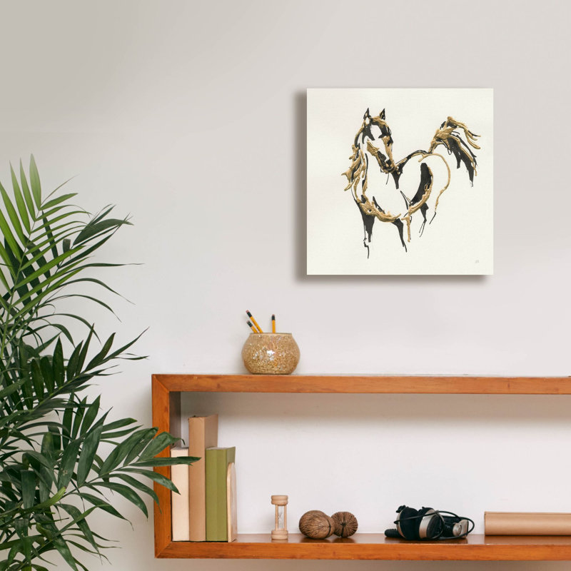 «Golden Horse 7» par Chris Paschke, art mural sur toile, H 12 po x l 12 po x P 0,75 po