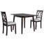Ensemble de salle à manger 3 pièces avec table à abattants et 2 chaises rembourrées, ensemble de salle à manger pour petits espaces, espresso