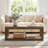 47.24" Rectangular Rustic Coffee Table With Open Storage Shelf, Retro Farmhouse Center Table for Living Room