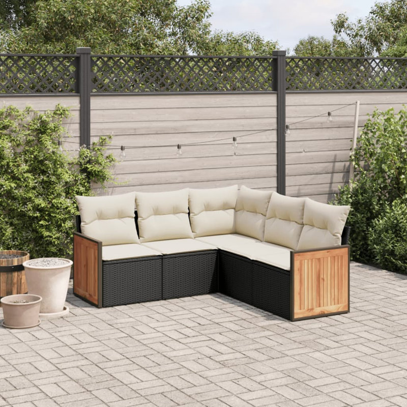 Ensemble de canapé de jardin en rotin PE 5 pièces Vidaxl