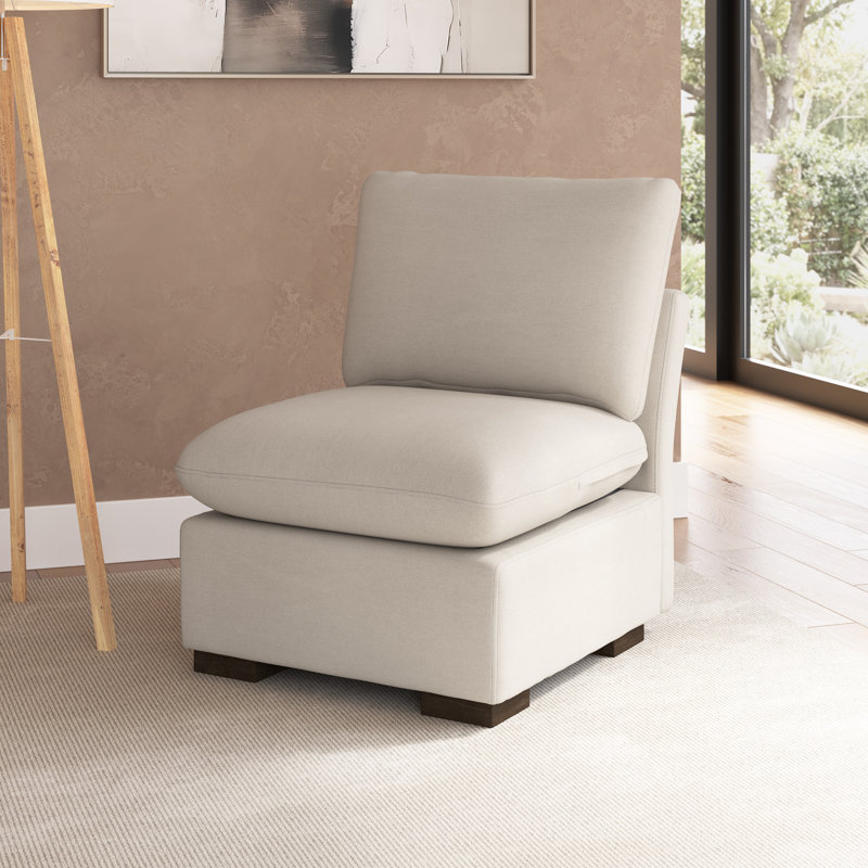 Modular Armless Chair, Living Room Furniture, Mist Taupe Polyester