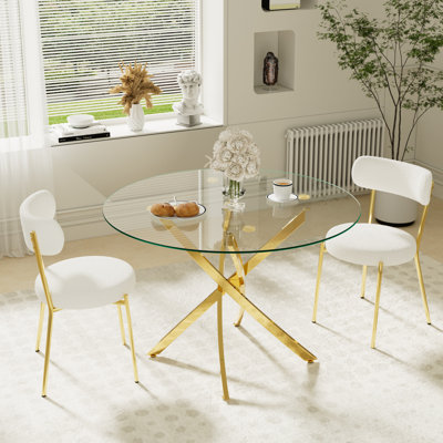 3-Piece Round Glass Dining Table Sets