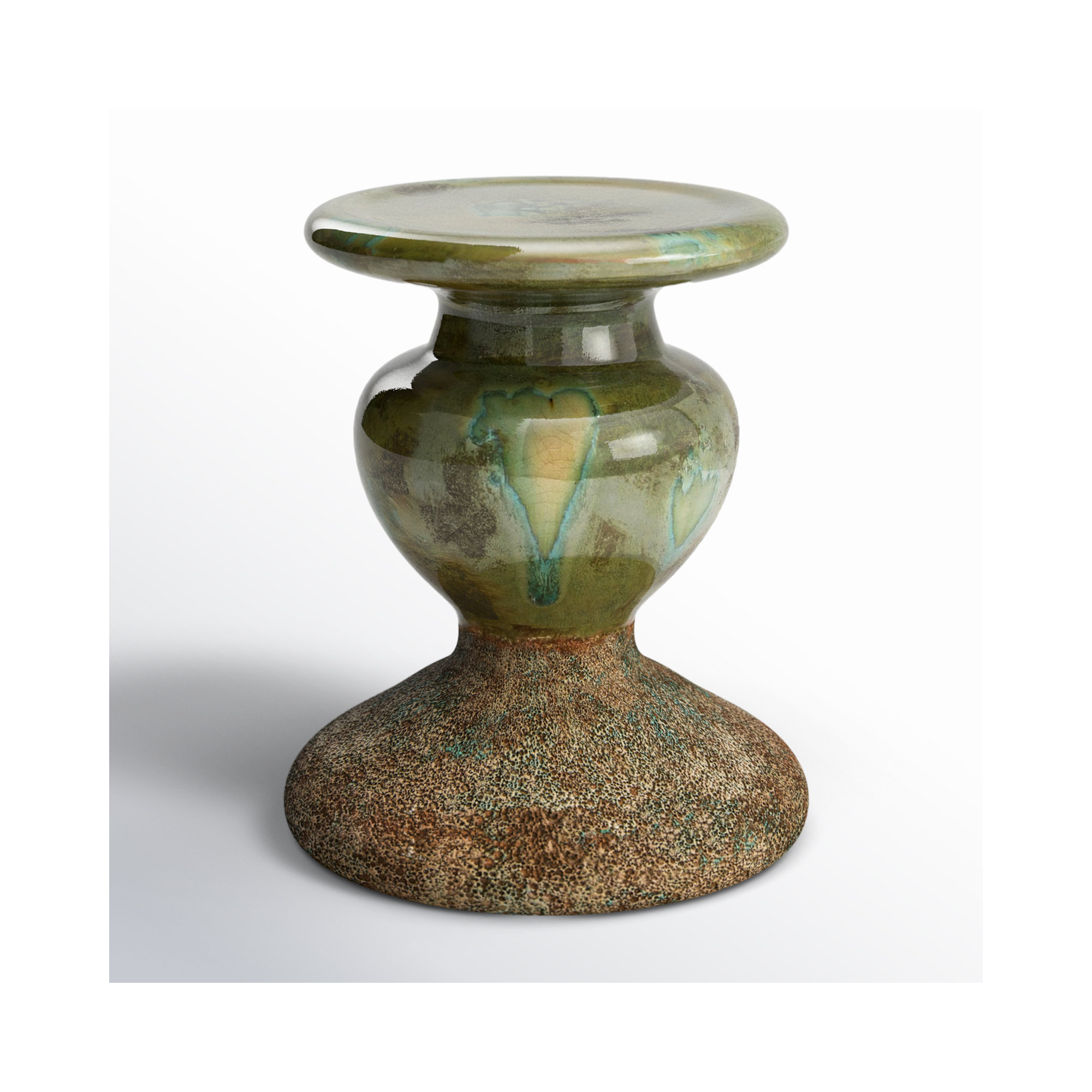Waikiki Earthenware Tabletop Candlestick, Blue, 5.3" H x 4.5" W x x 4.5" D