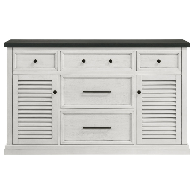 Alishaa 5-drawer Sideboard Buffet Cabinet Vintage White