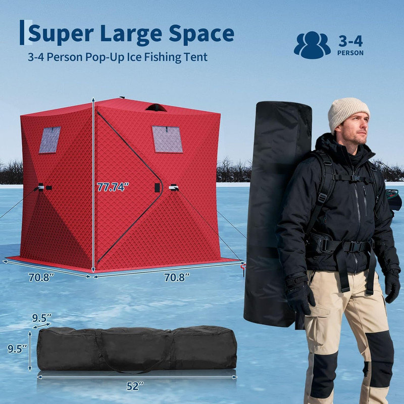 Abri de pêche Pop Up Ice, Rouge