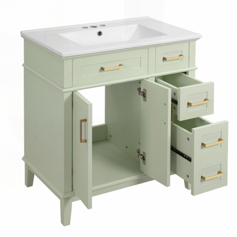 Meuble-lavabo 30 po avec lavabo en céramique, Vert