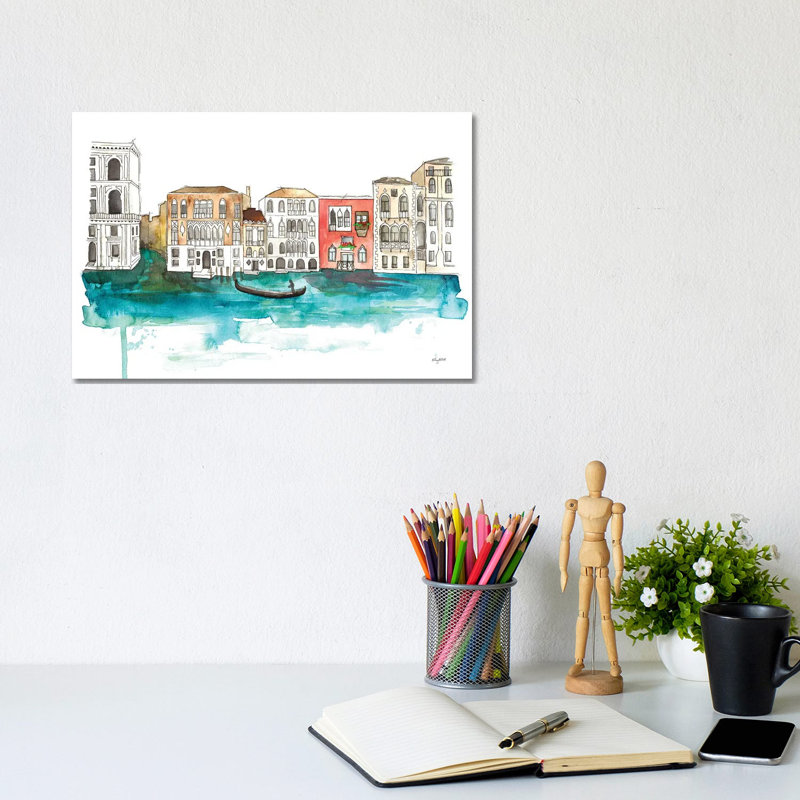 Venice Canals 1 Piece Wrapped Canvas Wall Art, 12" H x 8" W, Wrapped Canvas