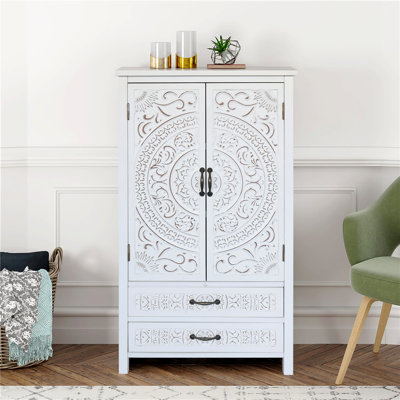 Armoire de rangement, rustique, en bois, 27 po / 27 po, grande tour blanche