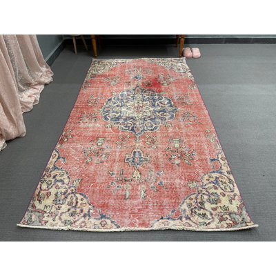 Tapis rouge rétro patchwork 48,4 x 86,6 pouces