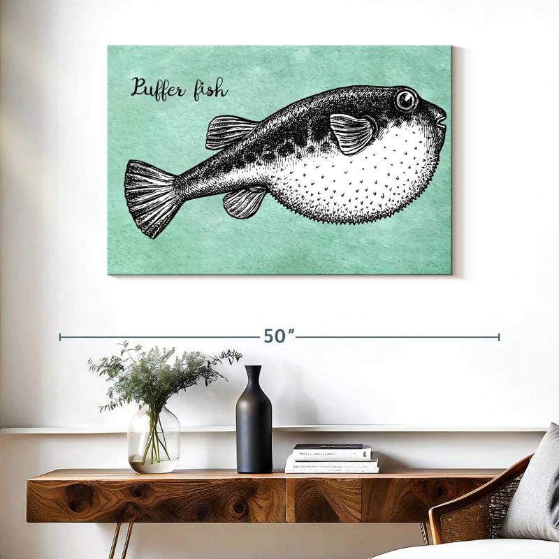 Brampt Puffer Fish Sketch, 26" H x 39" W