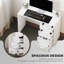 Multi-functional White High Gloss Dressing Table, Home Office Writing Workstation with 4 Storage Drawers