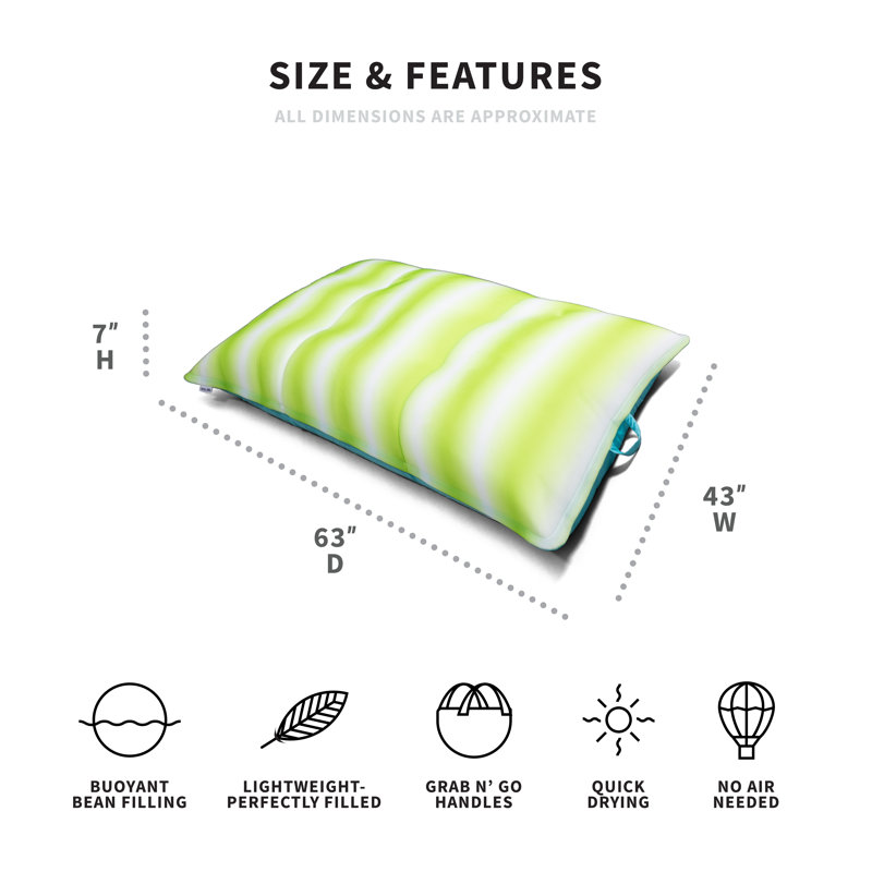 Flotteur Big Joe Lagoon, sans gonflage nécessaire, Flot de vague lime, Lagoon Lounger