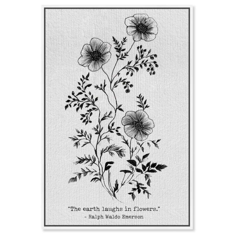 «Earth Laughs in Flowers Canvas Vintage Botanical» par Art Remedy, H 16 po x l 11 po, Cadre blanc
