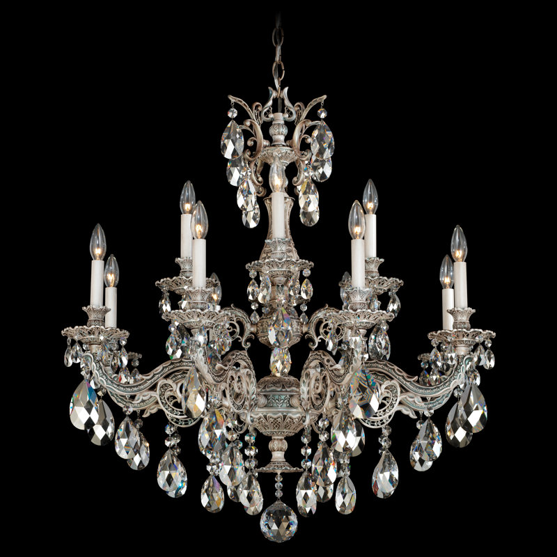 Milano 12 - Light Chandelier, French Gold, Clear Crystals from Swarovski