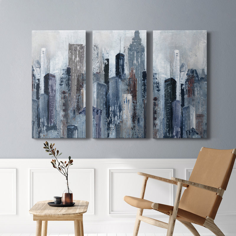 City Mood - peinture sur toile tendue 3 pièces, H 18 po x l 36 po x P 1 po