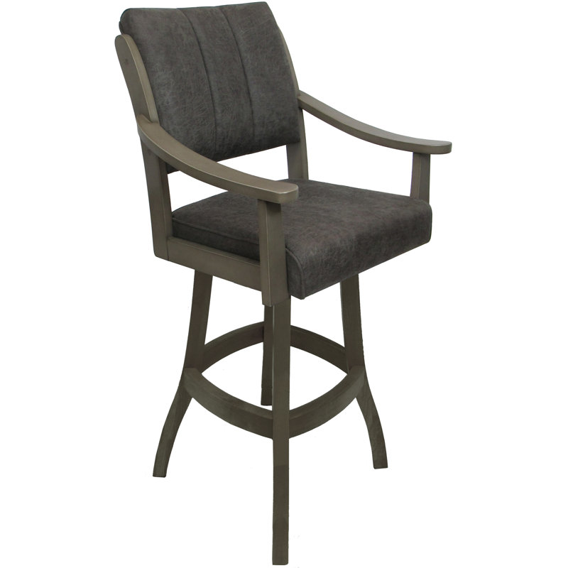 Bellamy Extra Tall Swivel Wood Stool, Northwest Elk Seat/Asian Gray Frame, Bar Stool (34” Seat Height)