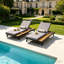 Chaise longue d'extérieur en fer 76,8 po x 37,5 po x 34,0 po noir - bois d'acacia de qualité supérieure