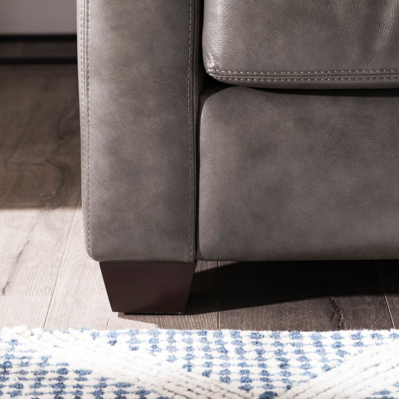 Canapé en cuir 83,5 po Coveale, Cuir véritable gris anthracite Sidekick
