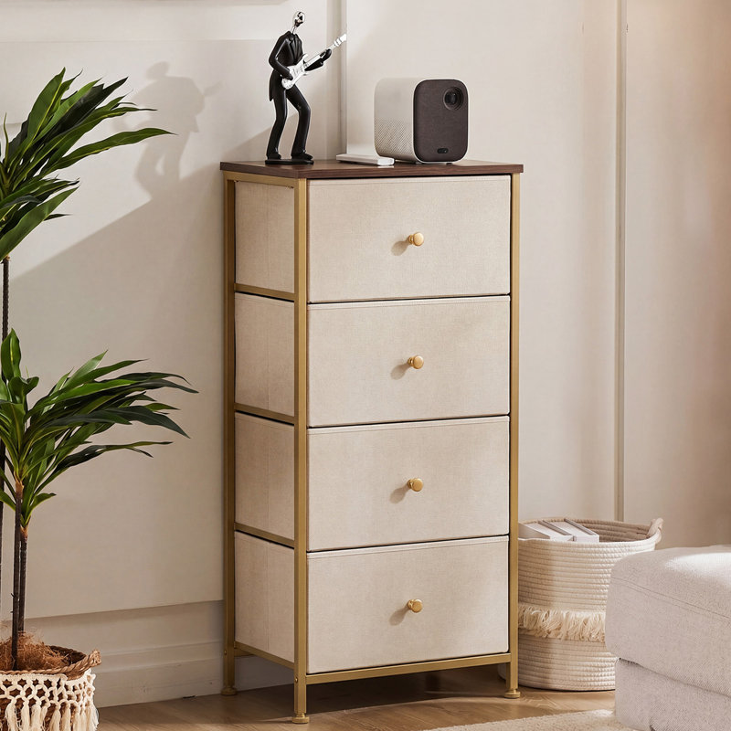 Commode de rangement 4 tiroirs Enegess, khaki