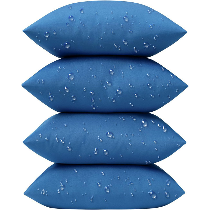 Phantoscope Outdoor Pillow Inserts - Pack Of 4 Square Form Water Resistant Decorative Throw Pillows, Blue, Square 18"