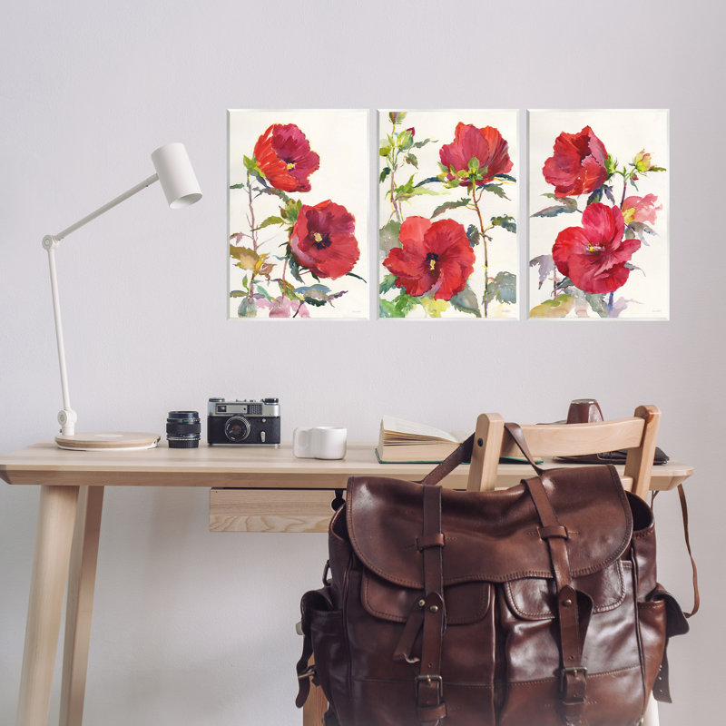  "Coquelicots rouges traditionnels", art mural par Theresa Troise Heidel, H 15 po x l 10 po