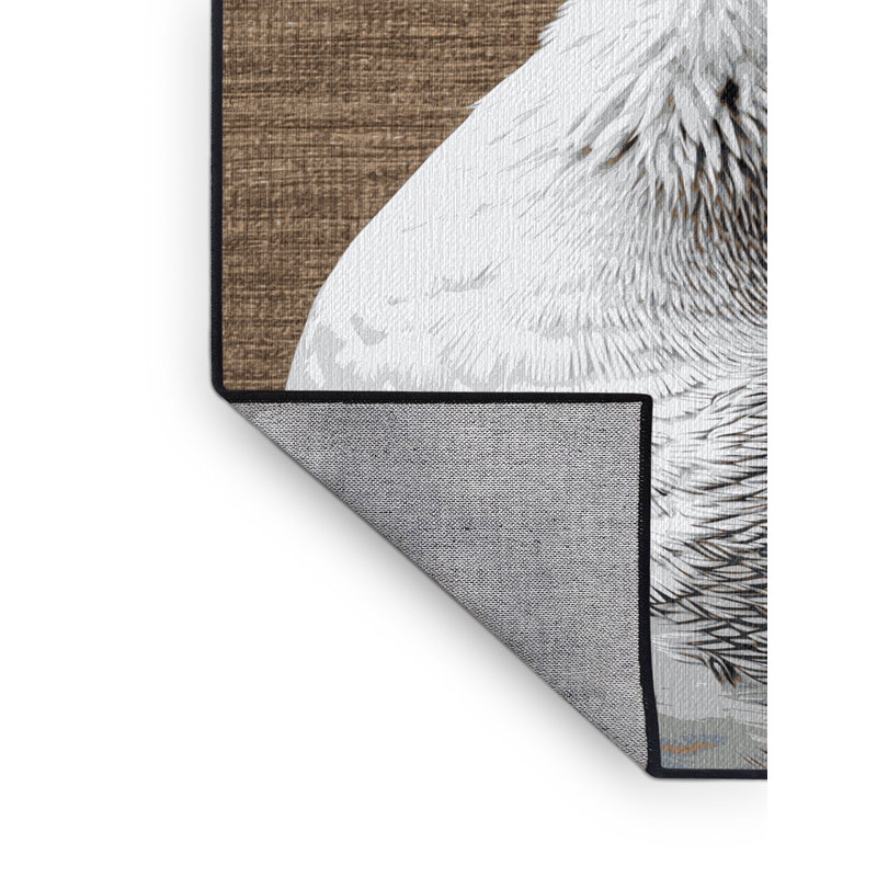 Washable Hooded Merganser Birds Area Rug, Rectangle 8' x 10'