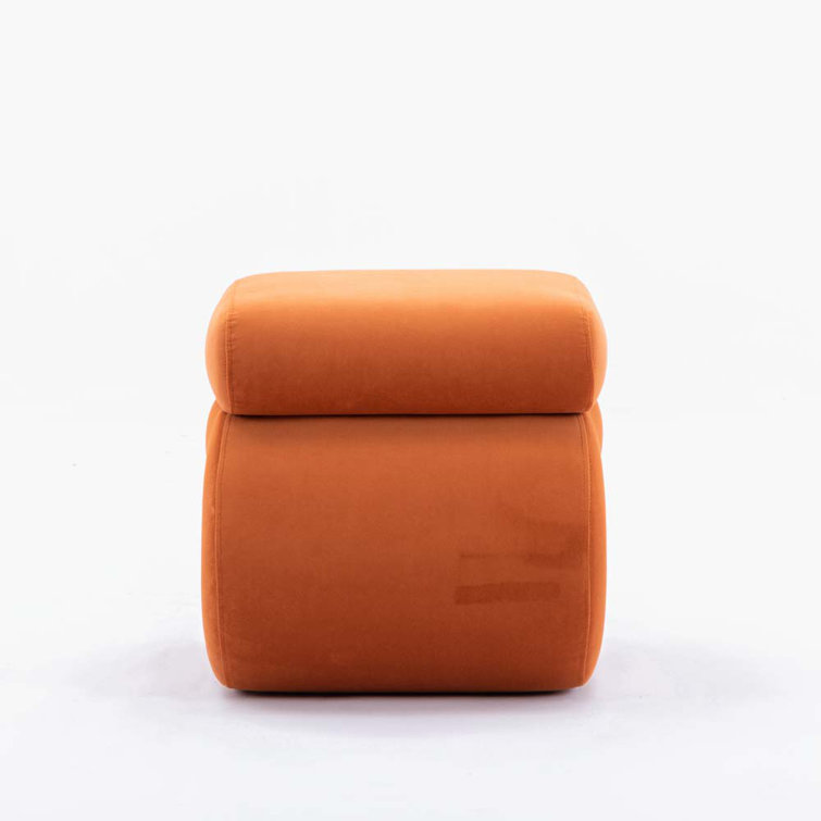 Jaszlyn Velvet Footstool Ottoman Mercer41 Body Fabric: Orange Velvet