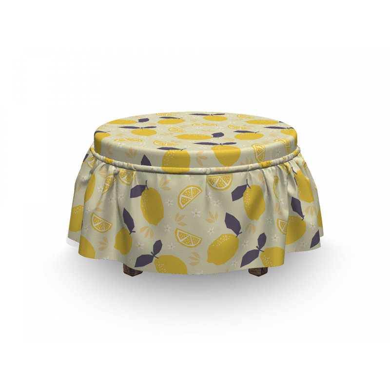 Housse pour repose-pieds citrons et fleurs