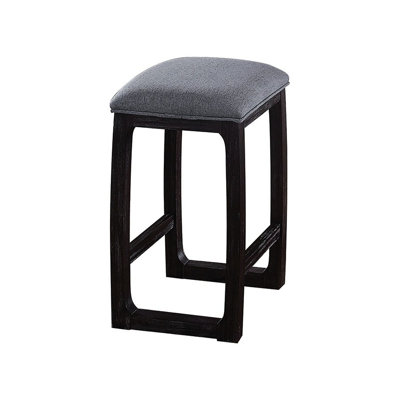 Tabouret invitant à hauteur de comptoir en tissu gris et patiné
