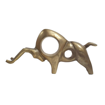 Abstract Modern Aluminum Bull Figurine - Metallic Gold