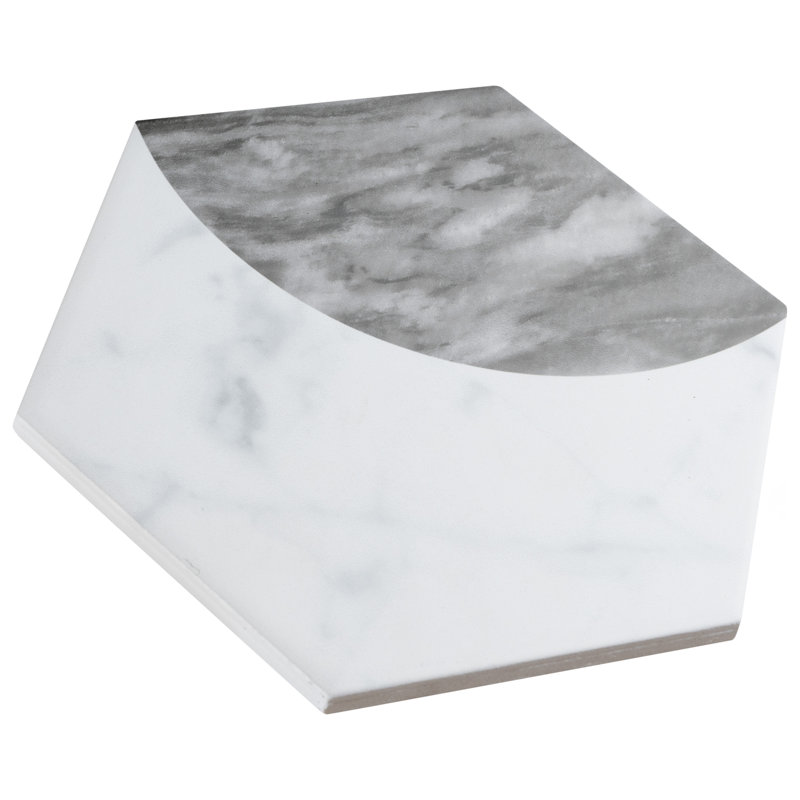 Classico Bardiglio Moon 7" x 8" Porcelain Marble Look Wall & Floor Tile, Dark