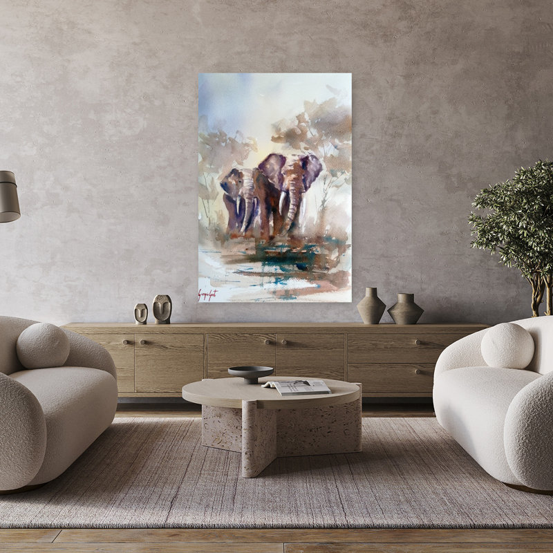 Éléphant 23, art mural contemporain, H 48 po x l 32 po