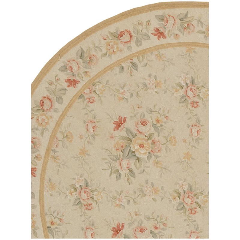 Wool Floral Area Rug, Round 12'