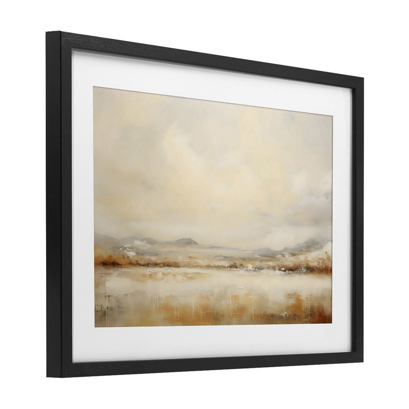 Ivoire et bronze, reproduction de paysage encadrée sous verre, design par LSR Creative Studio, H 17 po x l 23 po