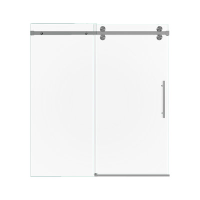 56 - 60"W X 60"H Bathtub Shower Door Enclosure, 5/16 Inches  8Mm  Tempered Glass, Brushed Nickel Designed For Small Spaces, Smooth And Quiet Operation, Collision, Towel Bar Function, Quick