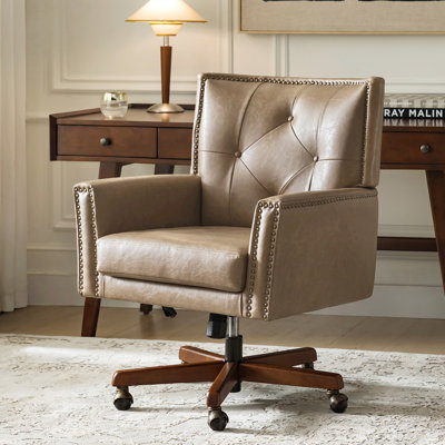 Chaise de bureau pivotante en cuir Meroy