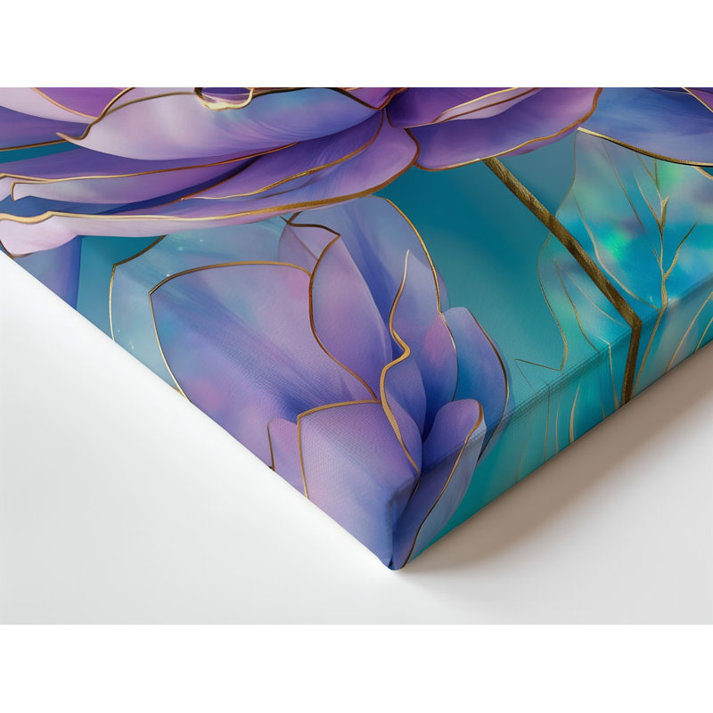 Toile, vue rapprochée révélant des fleurs translucides délicates dans un art mural doux aux tons pastel de rose et de lavande