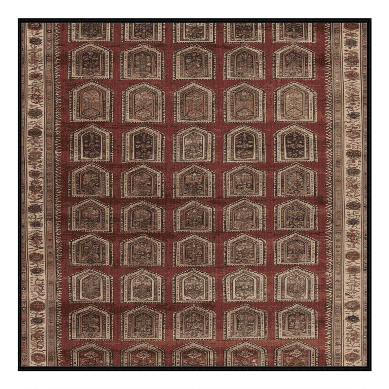 Machine Washable Persian Black Area Rug, Square 4'