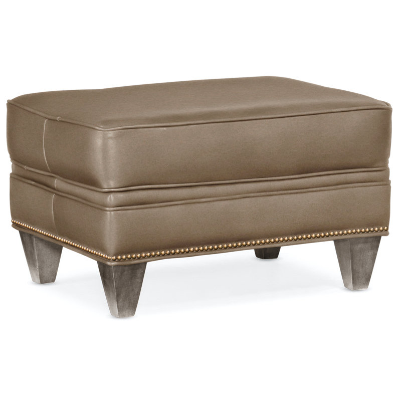 Reddish Ottoman, Stone, French Natural, Aline Fumo Genuine Leather